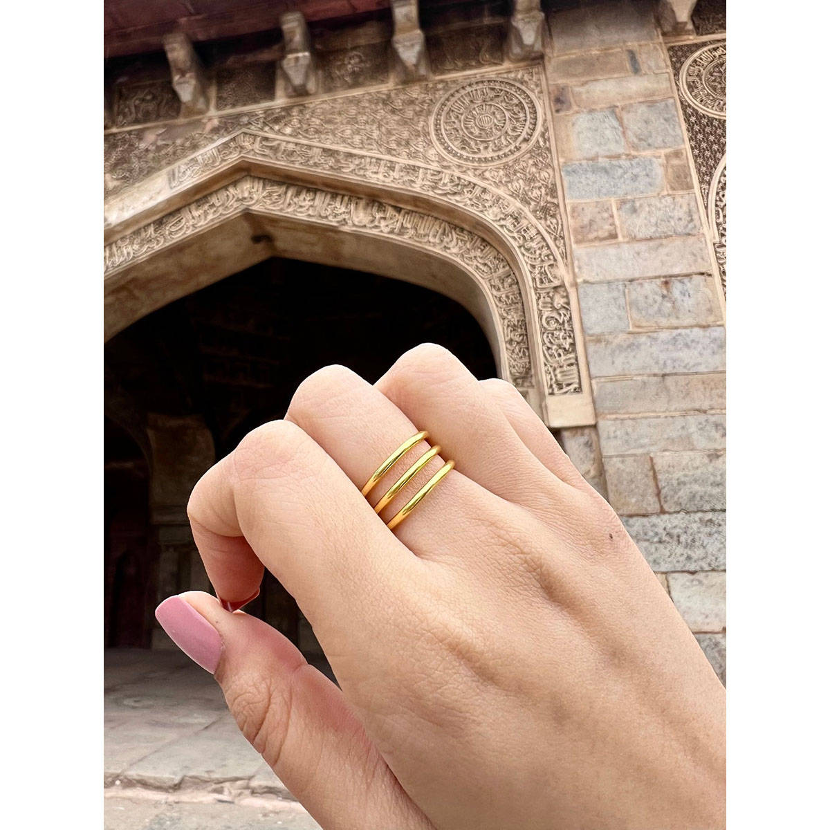 Buy ISHKAARA Golden Triple Layered Ring Online