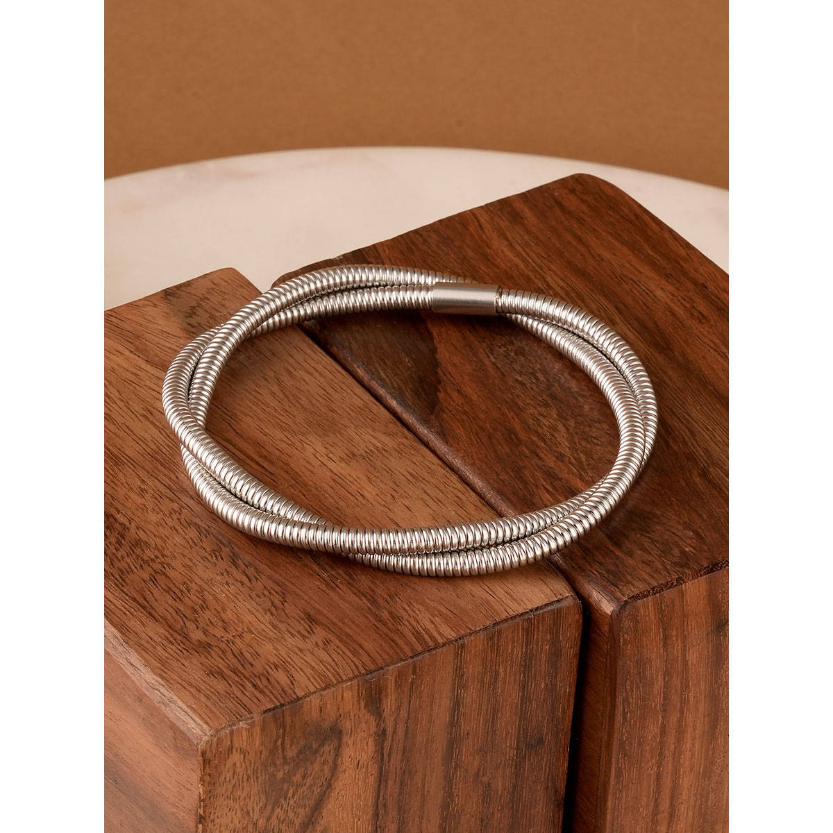 Palmonas Silver Coiled Bangle For Womens - Waterproof And Anti-Tarnish