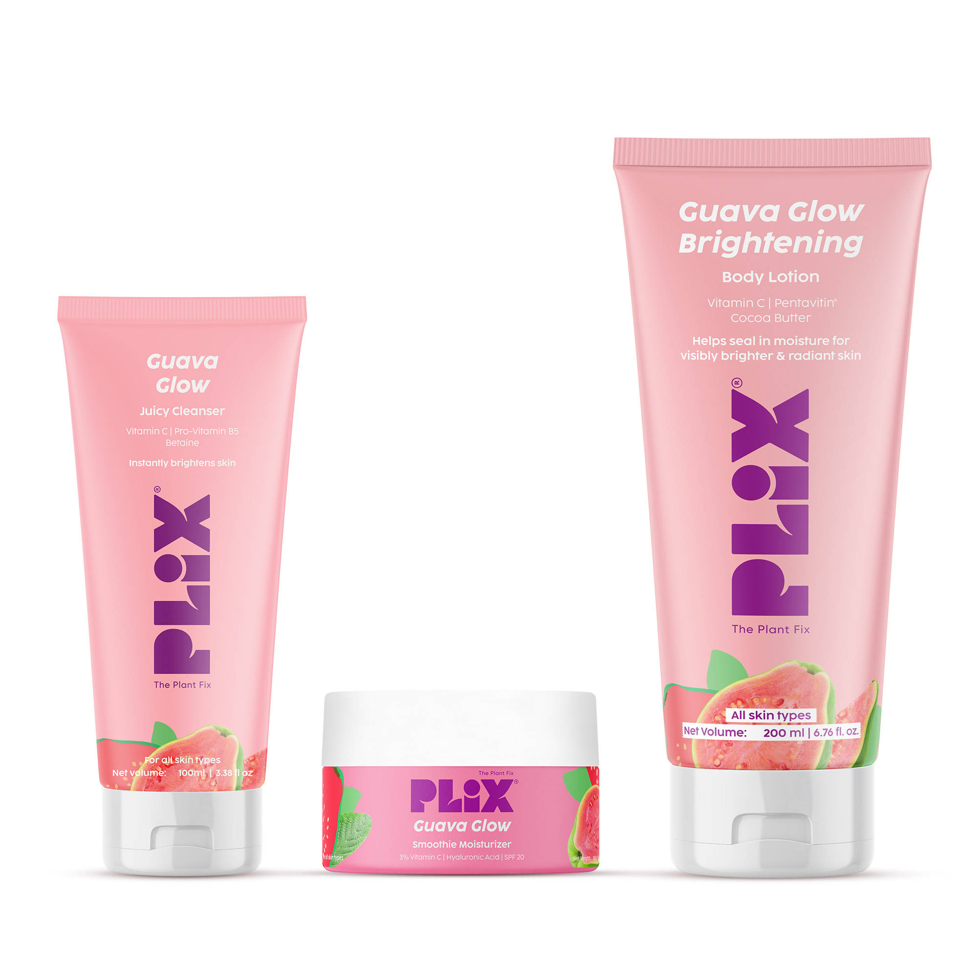 Plix Guava Glow Trio Lightweight, Nourishing & Radiance-Boosting Combo