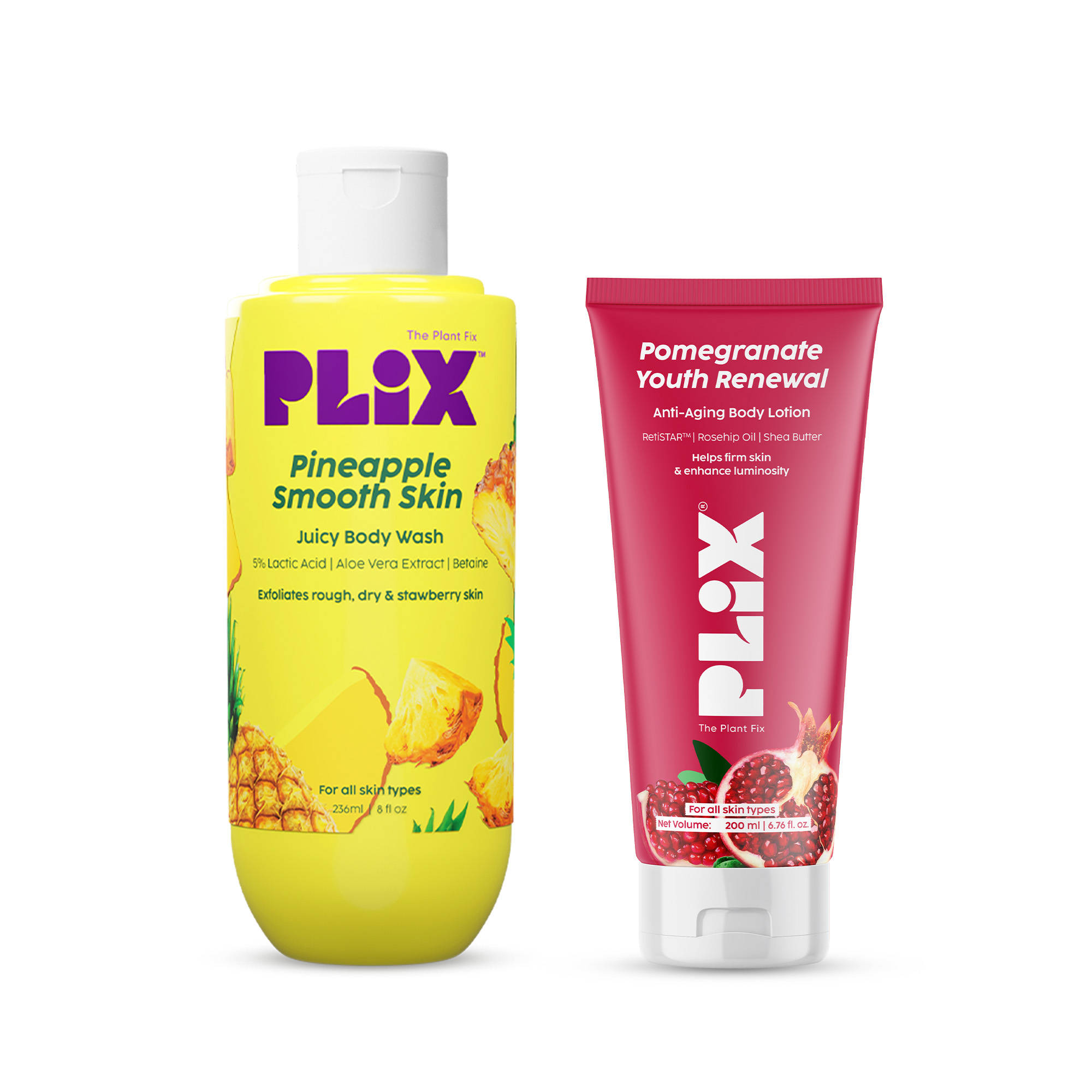 Plix Pomegranate Youth Renewal Lotion + Pineapple Body Wash