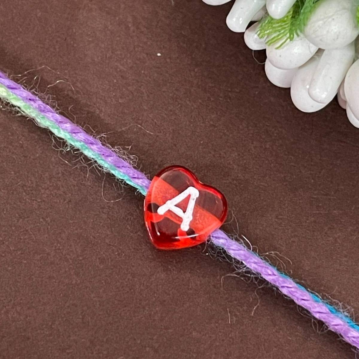 Digital Dress Room Letter A Colorful Heart Kids Rakhi