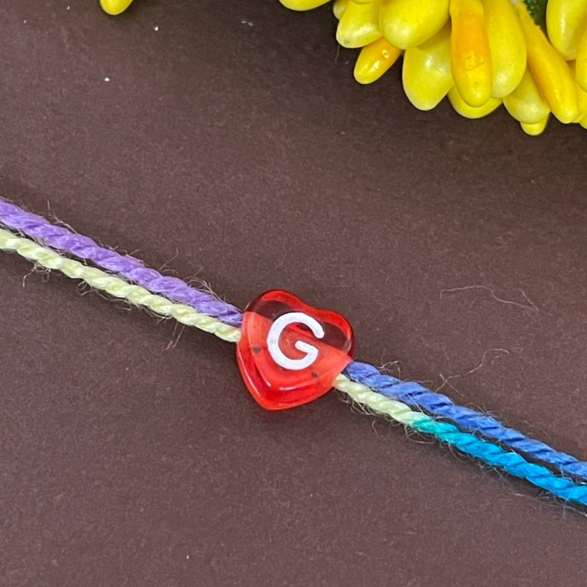 Digital Dress Room Letter G Colorful Heart Kids Rakhi