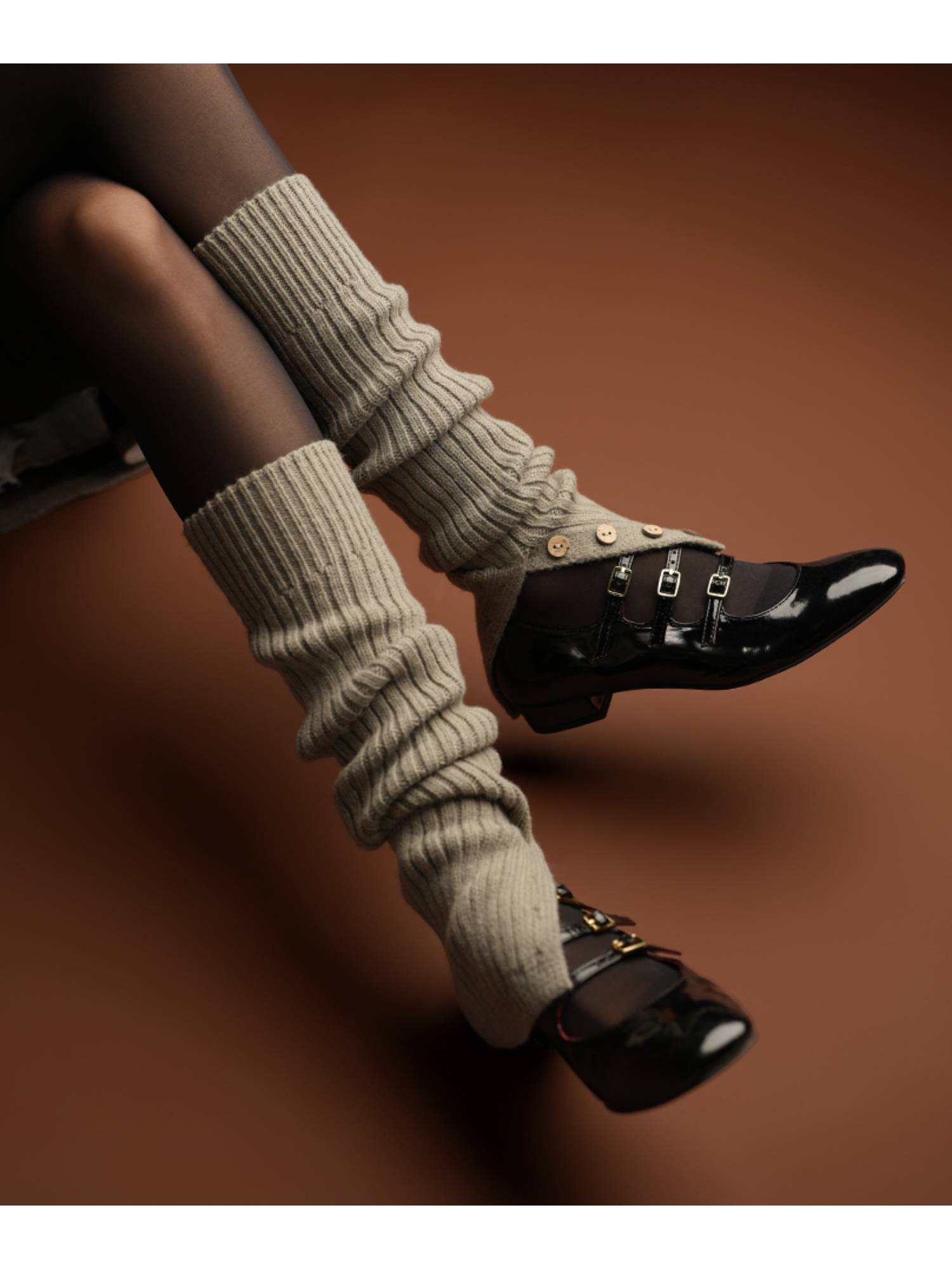 Theater Light Grey Ribbed Knit Leg Warmer
