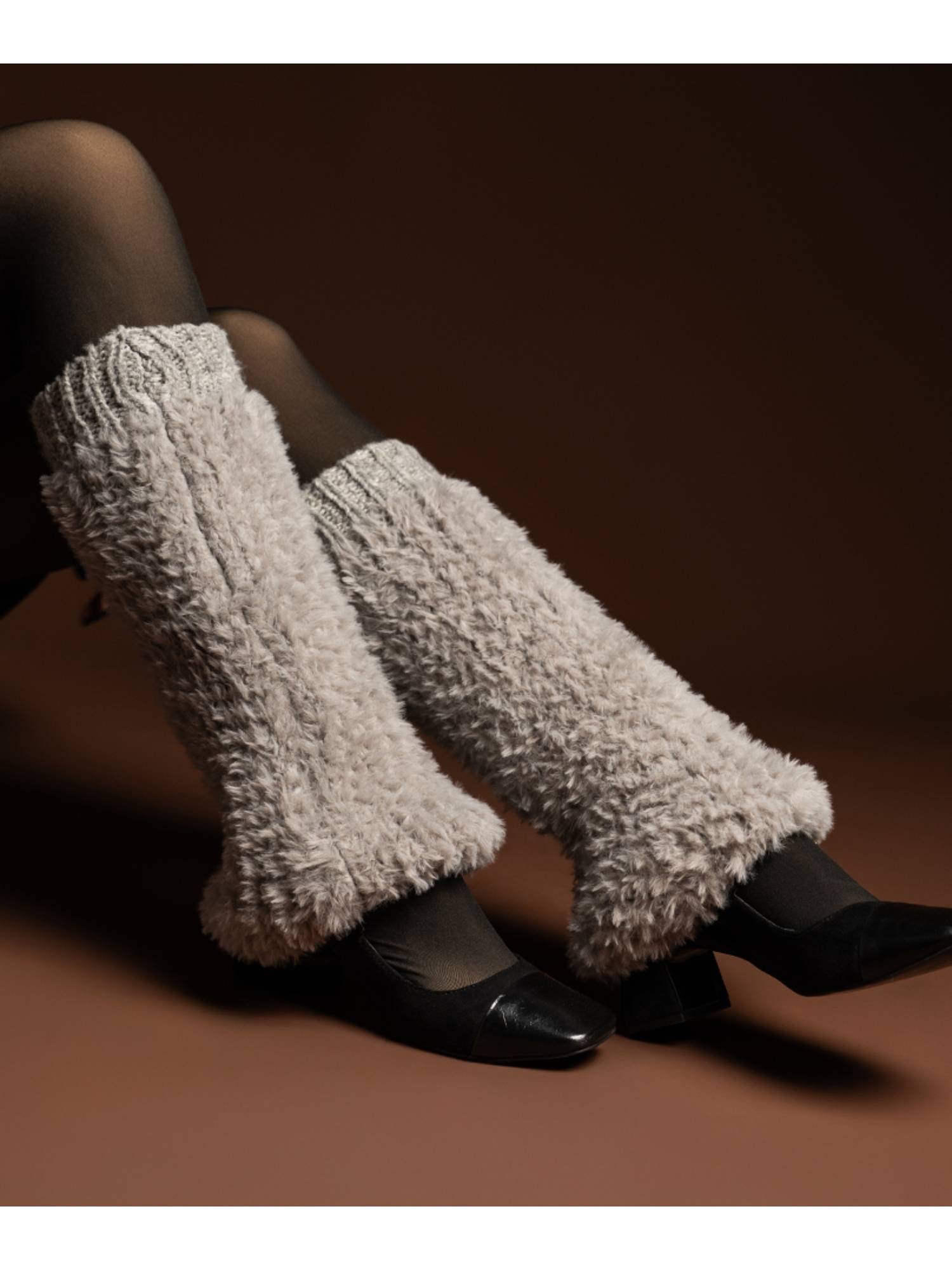 Theater Grey Plush Ribbed Leg Warmer