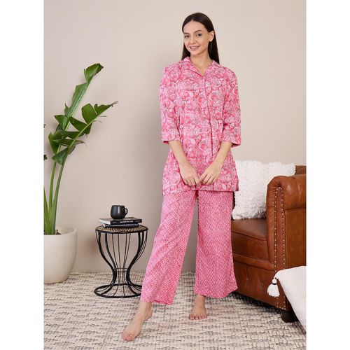 Buy July Nightwear Women Pink Cotton Long Kurti with Pant (Set