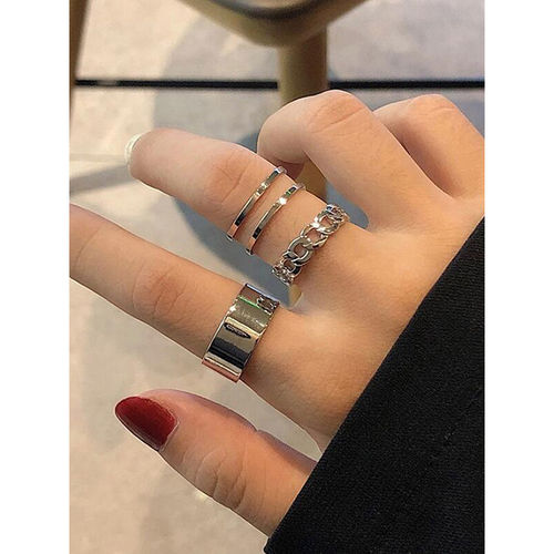 Jewels Galaxy Jewellery For Women Silver Plated Contemporary Stackable  Rings (Set of 3)