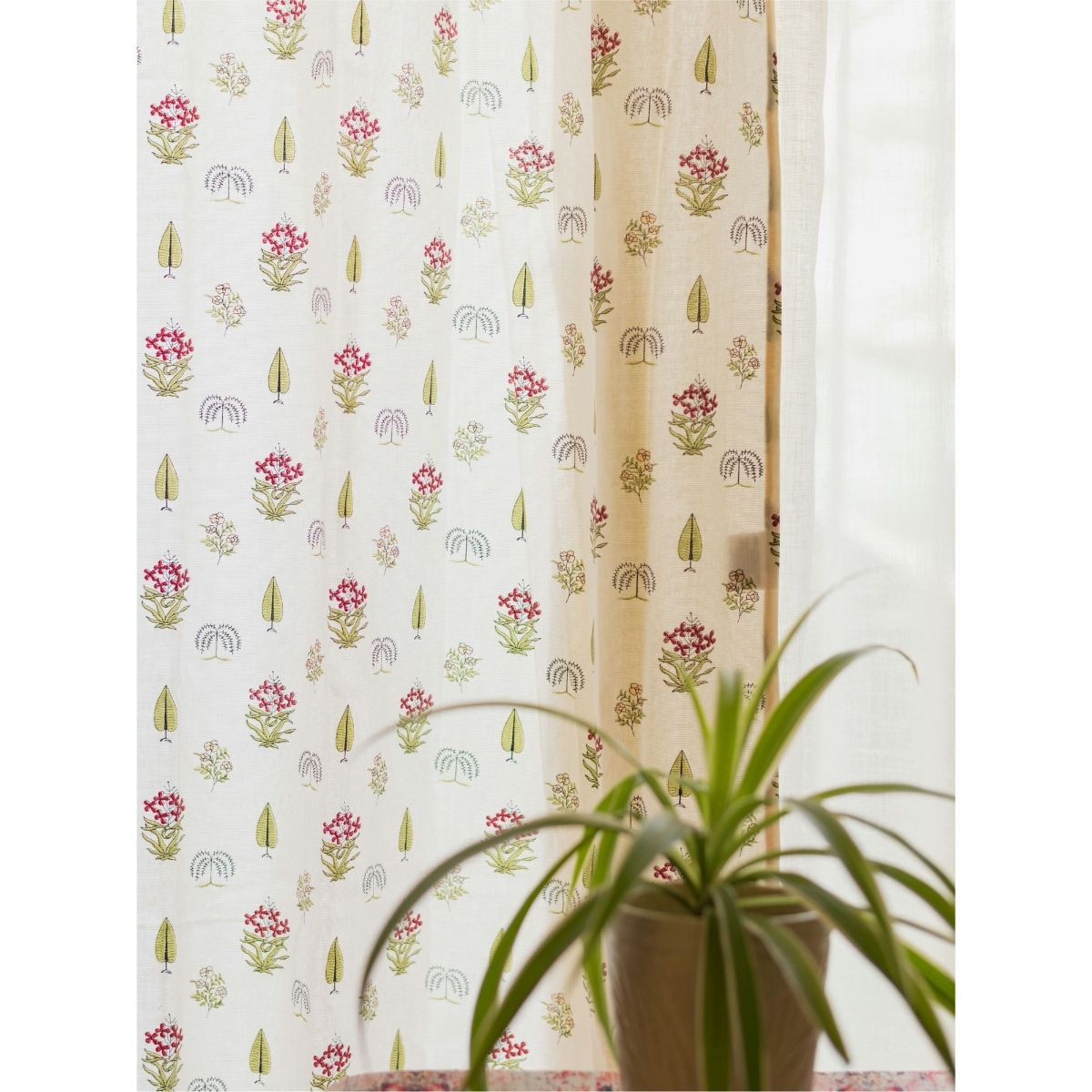 Buy Urban Space Cotton Window Curtains 5 Ft with Eyelets and TieBack 2 ...