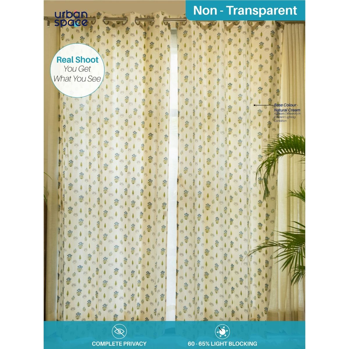 Buy Urban Space Cotton Door Curtains 7 Ft with Eyelets and TieBack 2 ...