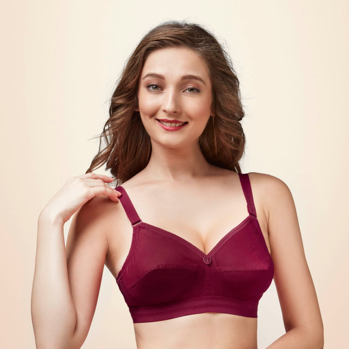Buy Trylo Namrata Women's Cotton Non-wired Soft Full Cup Bra - Maroon Online