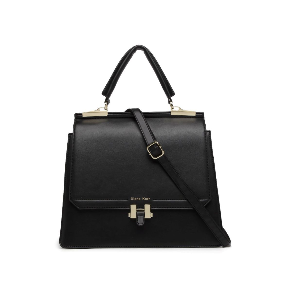 Diana Korr Black Solid Faux Leather Handbag