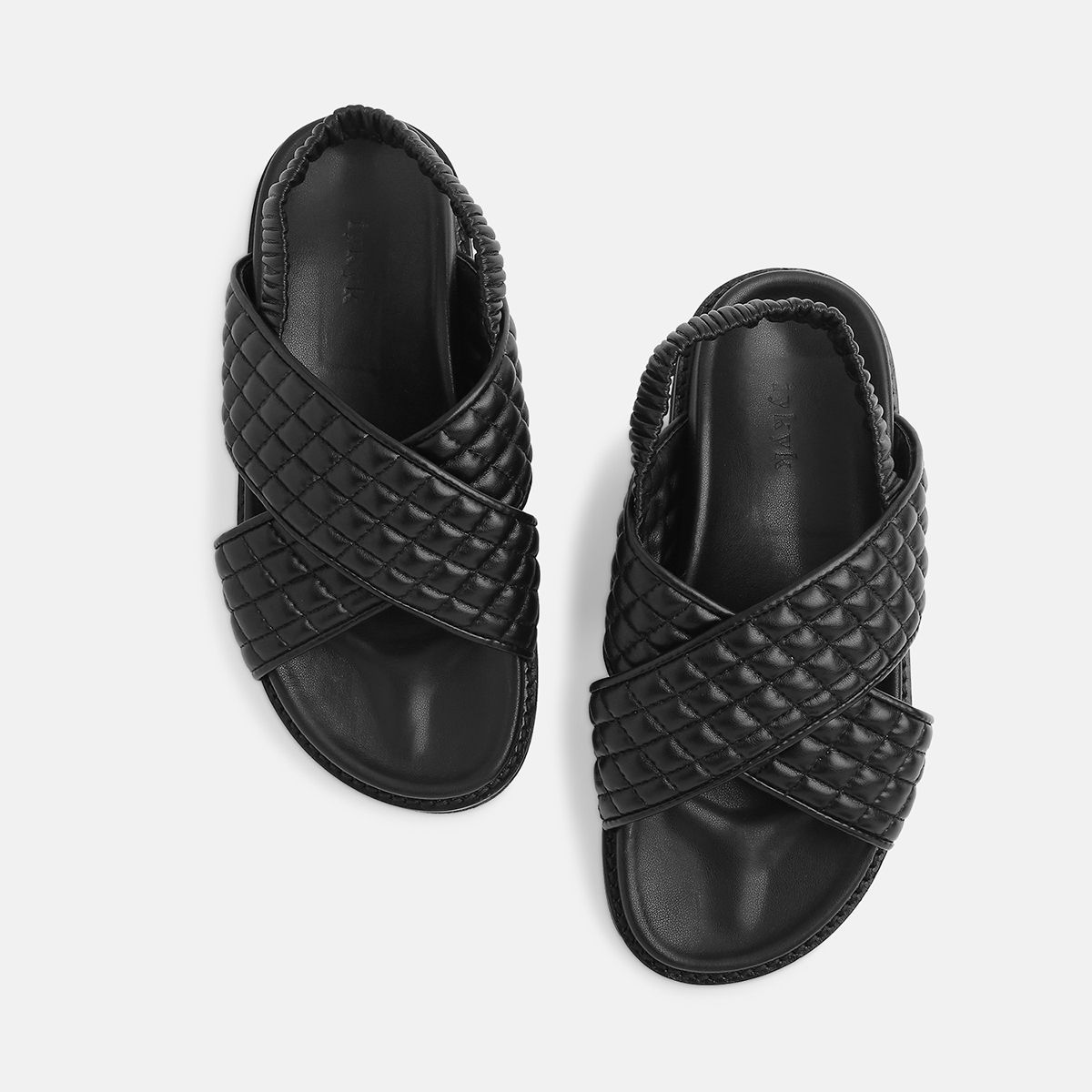 IYKYK by Nykaa Fashion Evelyn Trendy Black Quilted Sliders EURO 39