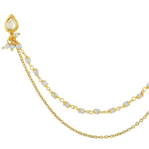 Accessher Kundan Nose pins, Clip On Nose Ring Small Nath Kundan for Women