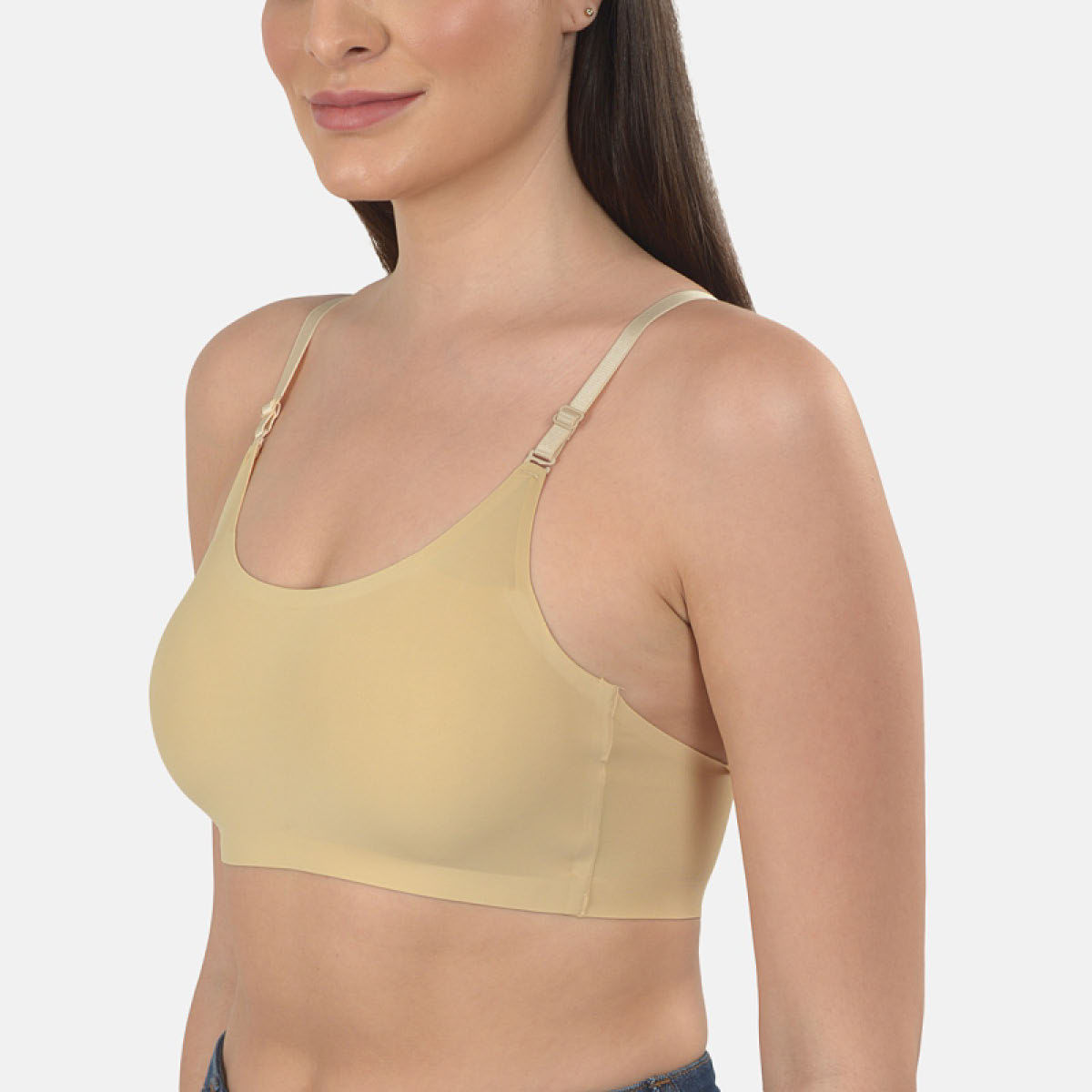 Mod And Shy Solid Lightly Padded Seamless Bralette Bra Beige Buy Mod And Shy Solid Lightly Padded