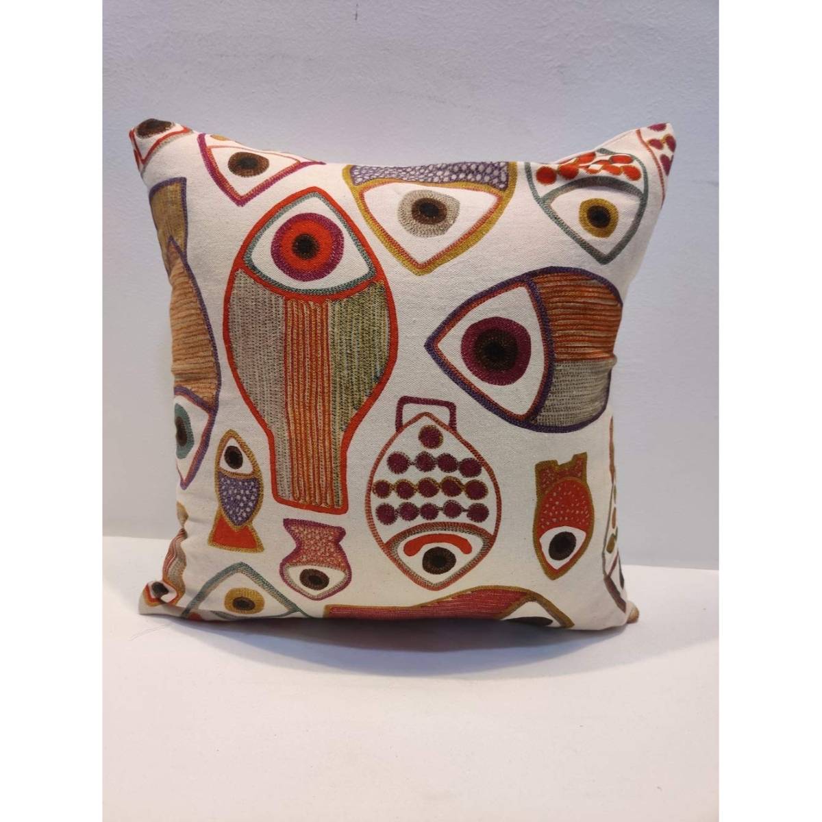 SHADES OF LIFE Cotton Fish Decorative Cushion Covers (Multi Color 16X16) Set of 1