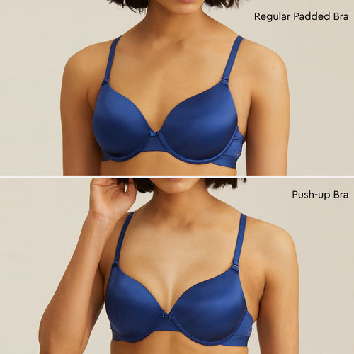 Buy Nykd by Nykaa Lace Padded Wired Push Up Front Open Bra Demi Coverage -  Black NYB019 Online