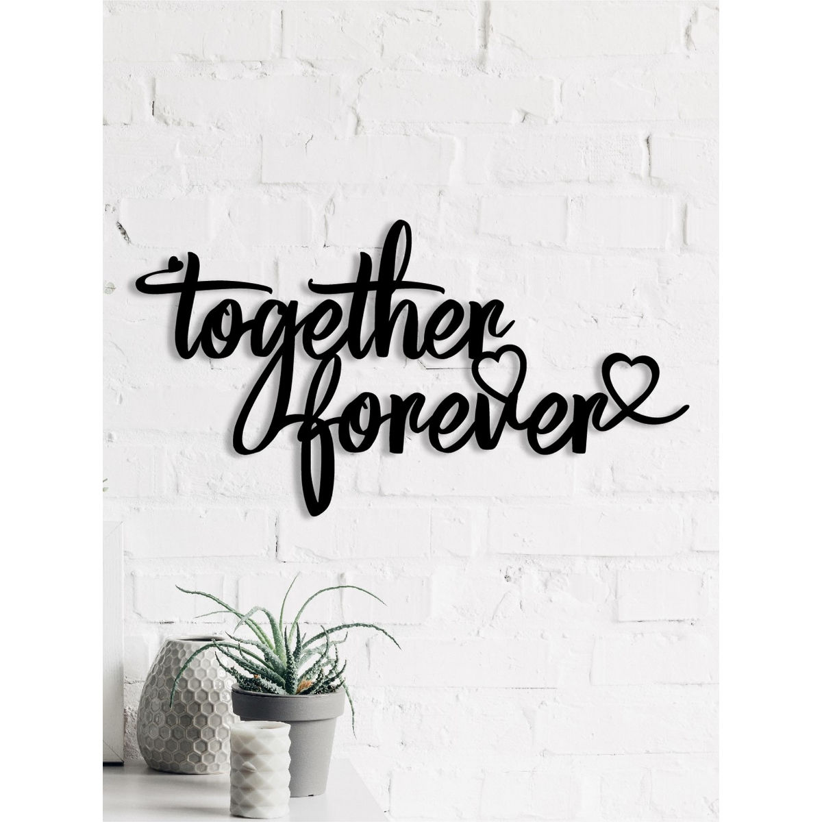 eCraftIndia "Together Forever" Love Theme Black Wood Wall Art Cutout