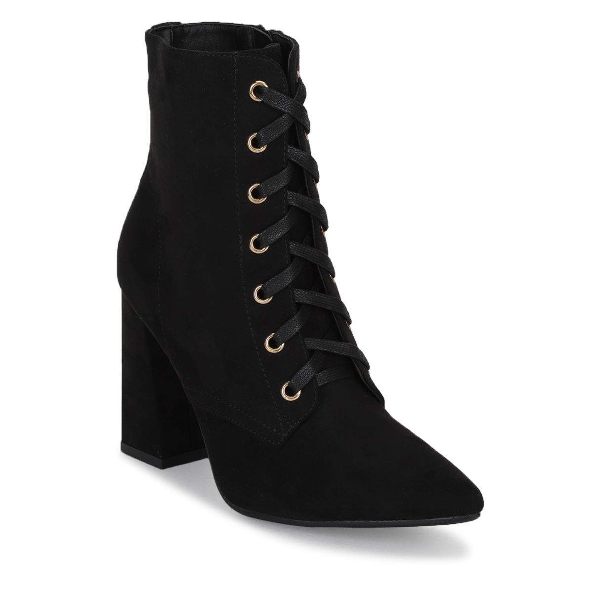 Black pointed toe lace up outlet boots