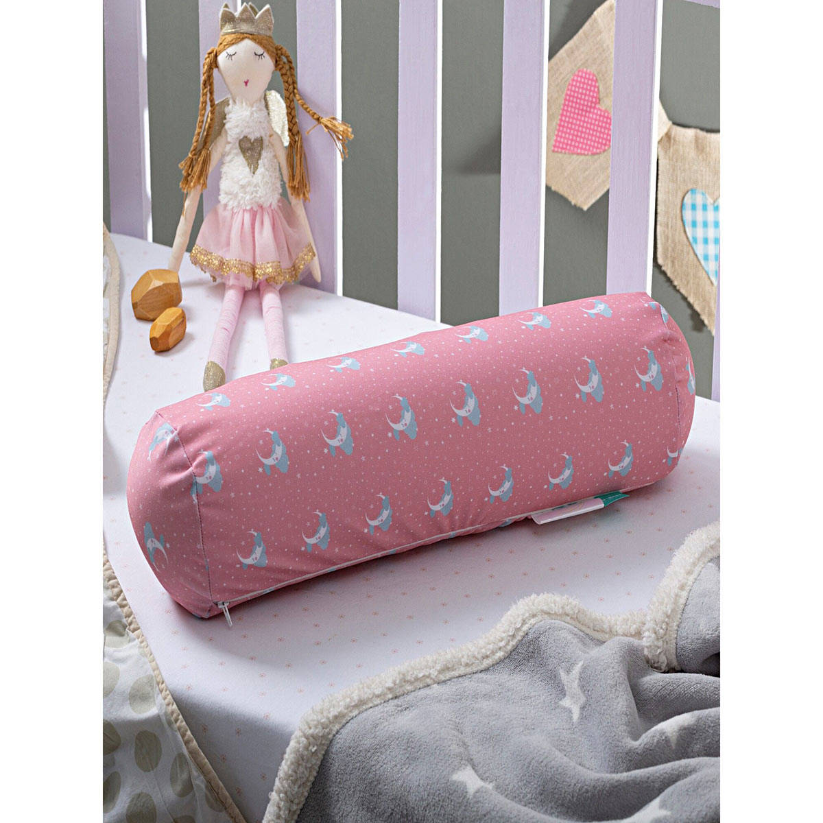 The White Willow Small Round Baby Bolster Pink (Pack of 2)