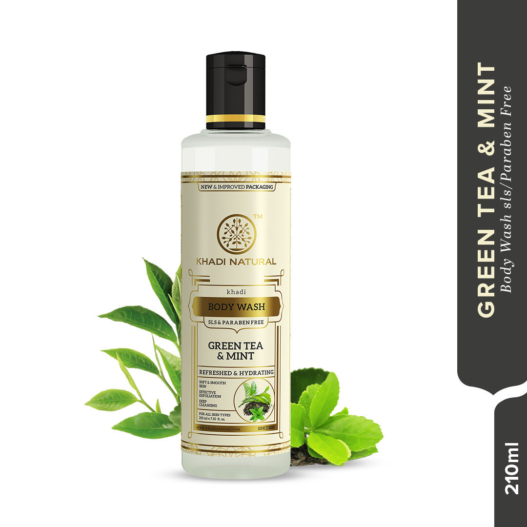 Khadi Natural Green Tea & Mint Body Wash Soft & Smooth Skin SLS & Paraben Free
