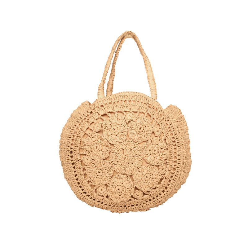 Brown Cotton New Collection of Straw Woven Daisy Crossbody Round Sling Bags,  Size: 6 X 2 X 6 Inches Approx