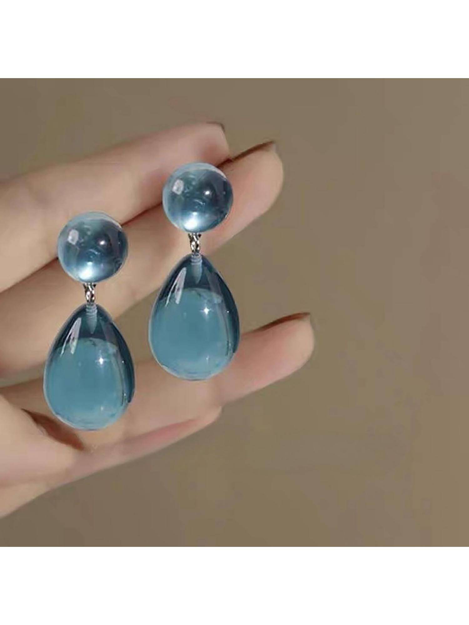 ESTAILO FASHION Blue Oceanic Essence Drop Earrings for women