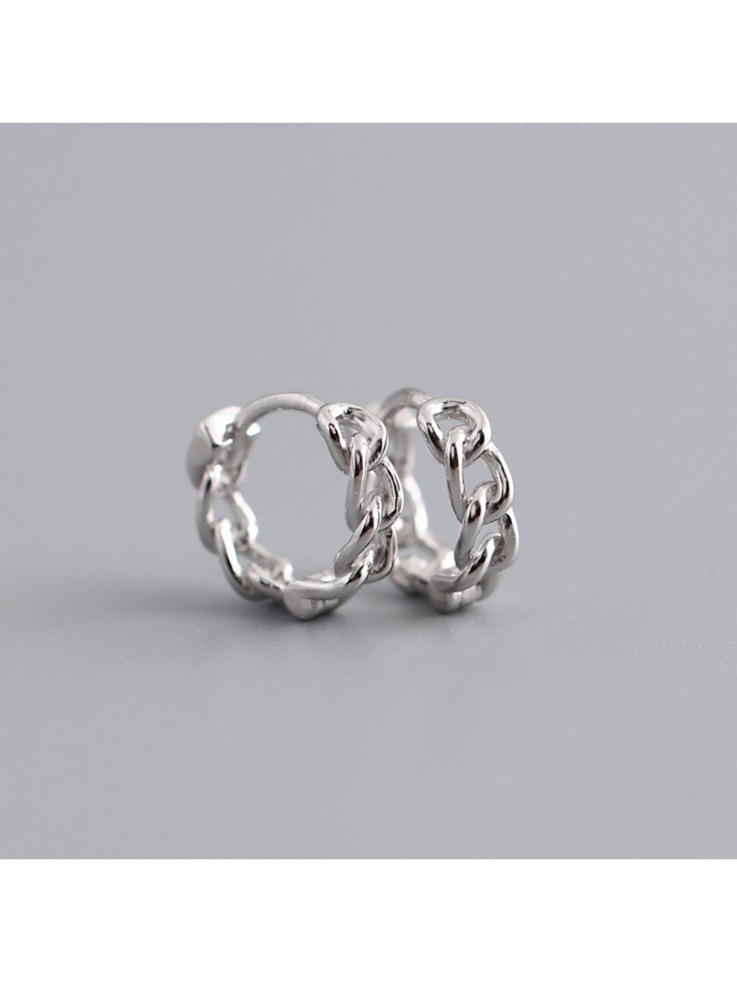 ESTAILO FASHION Silver Gray-Glaze Chains Earrings for Women