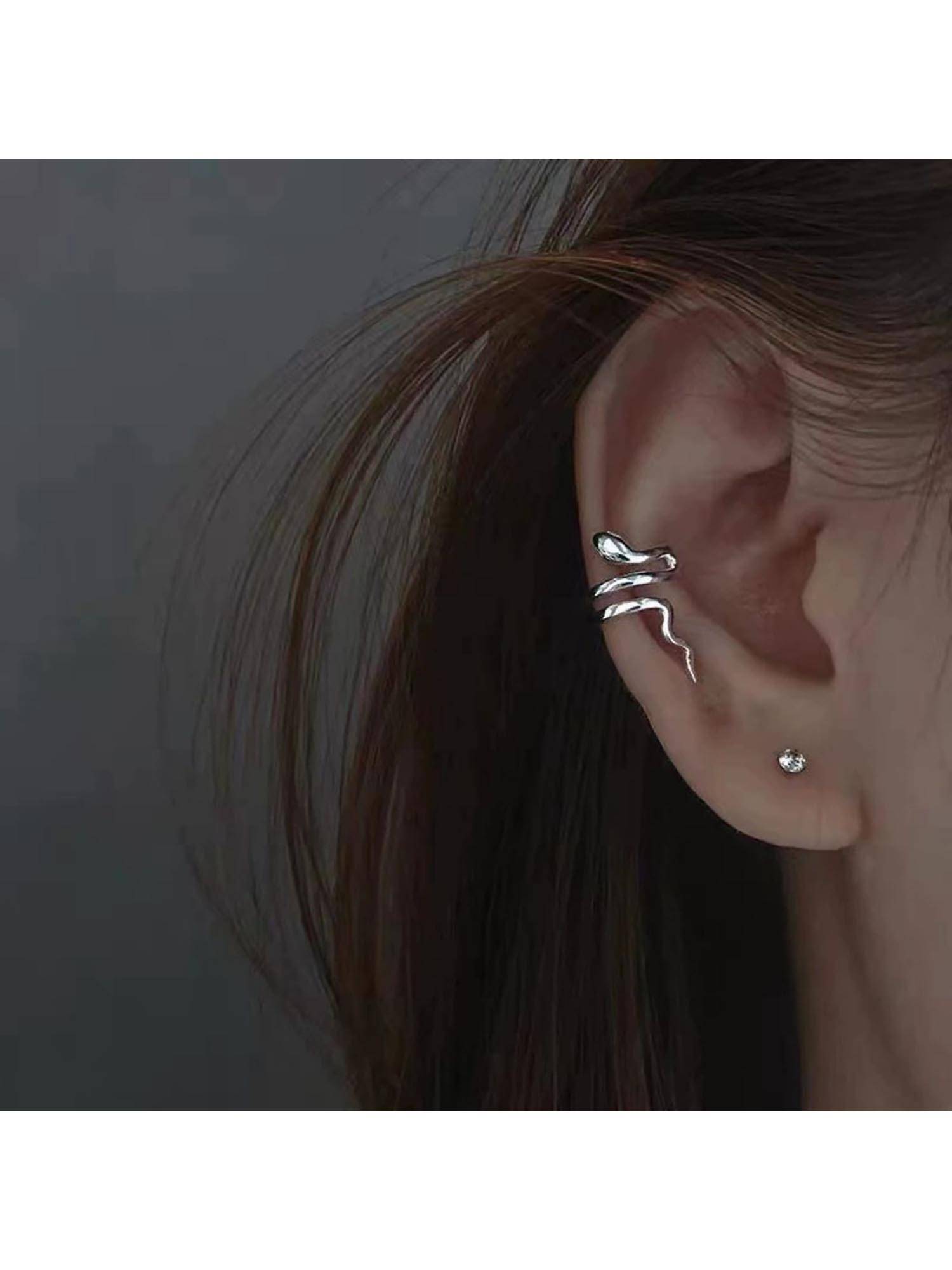 ESTAILO FASHION Silver Nexus Serpent Earcuff Earrings