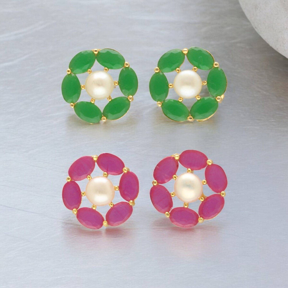 Sri Jagdamba Pearls Diven Pearl Earrings Pack Of 2