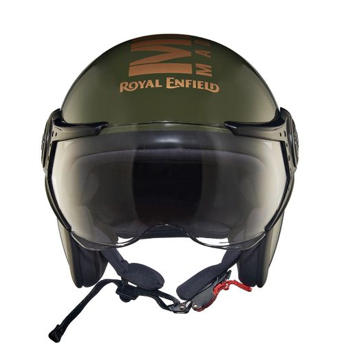 Buy Royal Enfield Open Face Mlg Helmet With Clear Visor Green Online