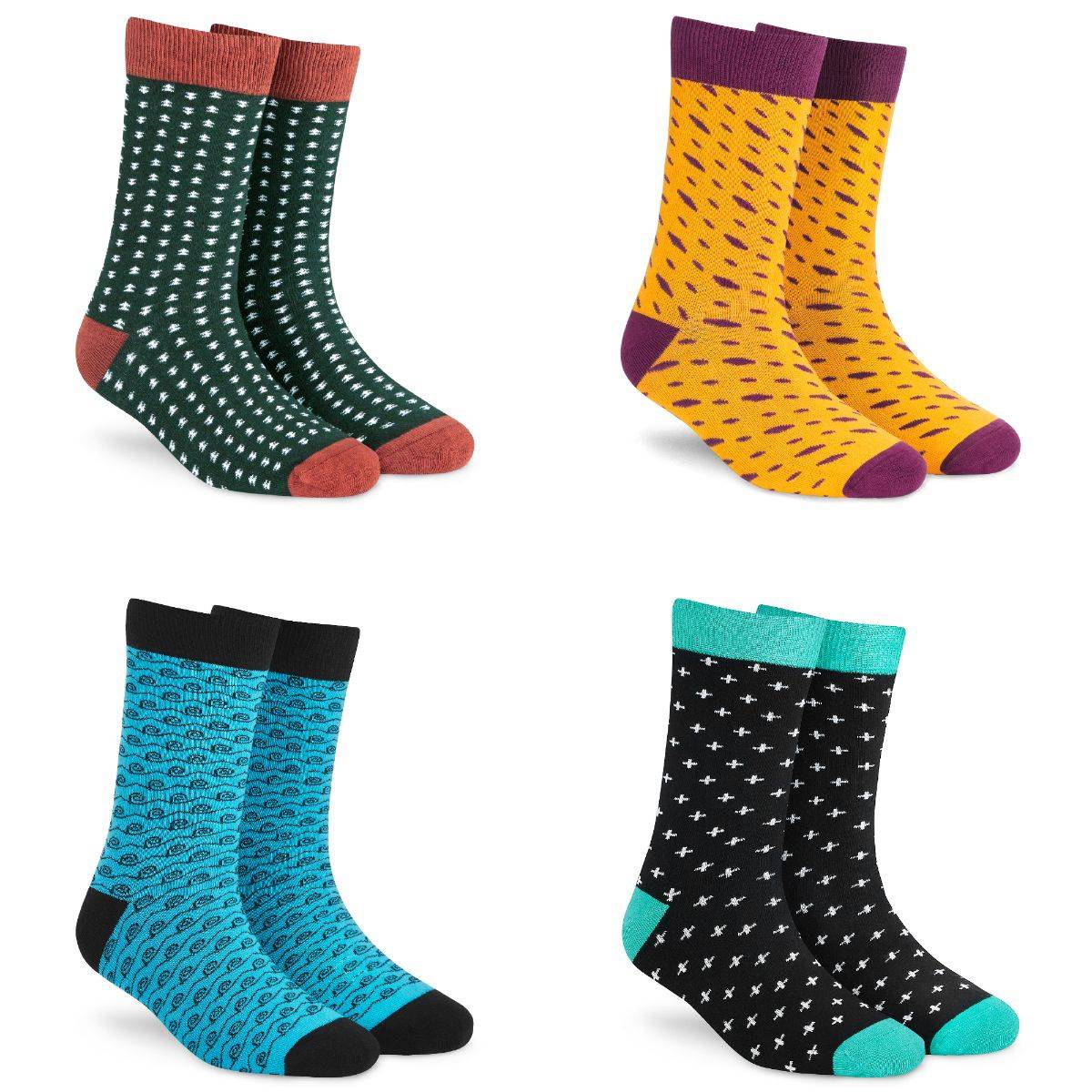Dynamocks Men & Women Crew Length Socks, Pack Of 4 Pairs - Multi-Color (Free Size)