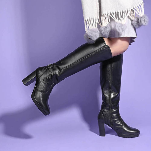 Hydes N Hues HY 238 Women Genuine Leather Zip Closure Knee High Boots (EURO  36)