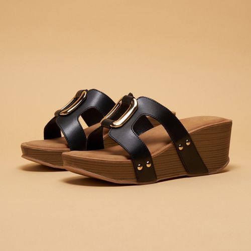 Buy Eridani Syara Black Wedges Heels Online