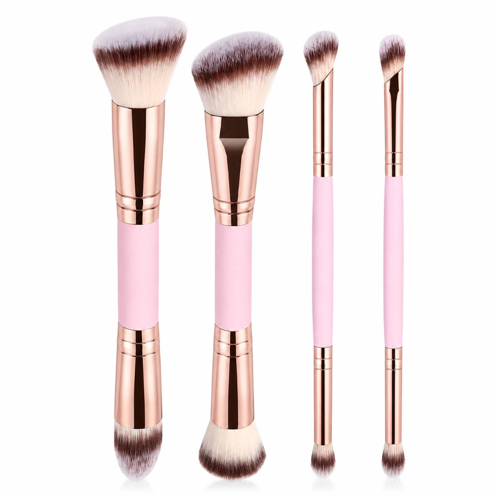 Feel Good Club Set Of 4 Makeup Brushes - Double Sided Beauty Blenders For Foundation Blush Eyeshadow
