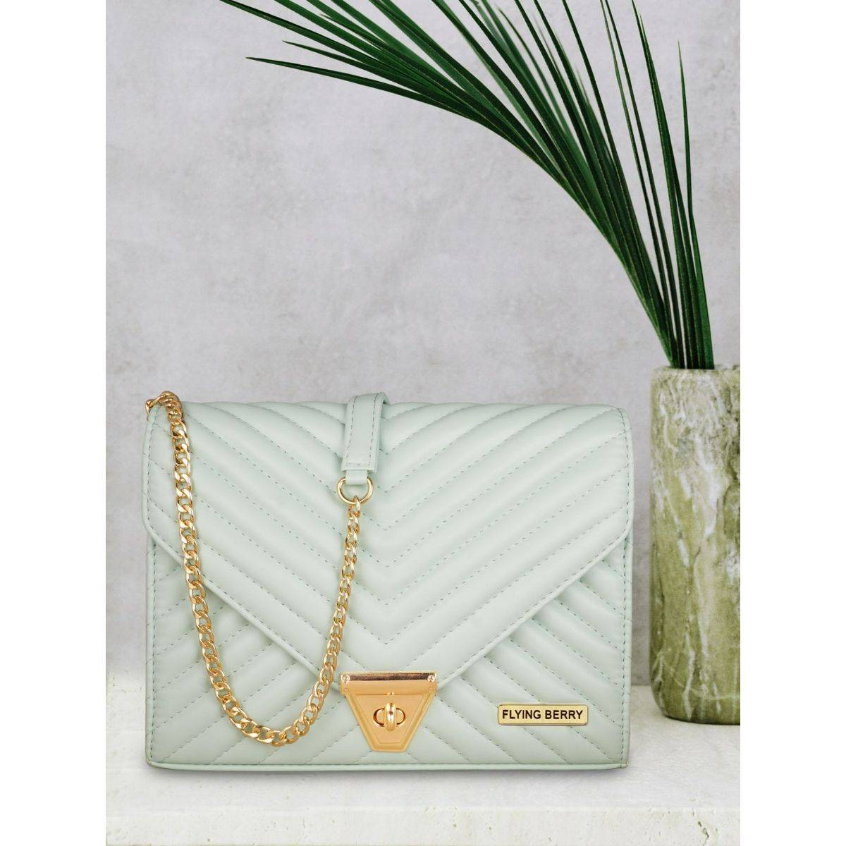 FLYING BERRY Womens Light Green Sling Bag