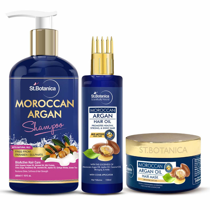  Moroccan Argan Shampoo + Hair Mask + Argan Hair Oil With Comb  Applicator: Buy  Moroccan Argan Shampoo + Hair Mask + Argan Hair  Oil With Comb Applicator Online at Best