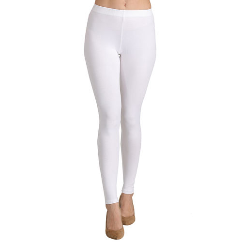 Groversons Paris Beauty White Cotton Leggings For Women - White (XL)