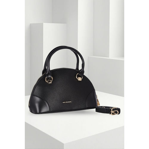 Buy Van Heusen Women Black Textured Casual Handbag with Detachable