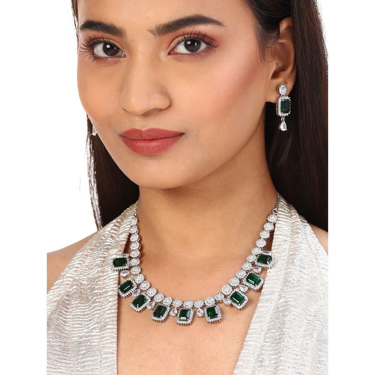 Voylla American Diamond CZ Silver Pearl 