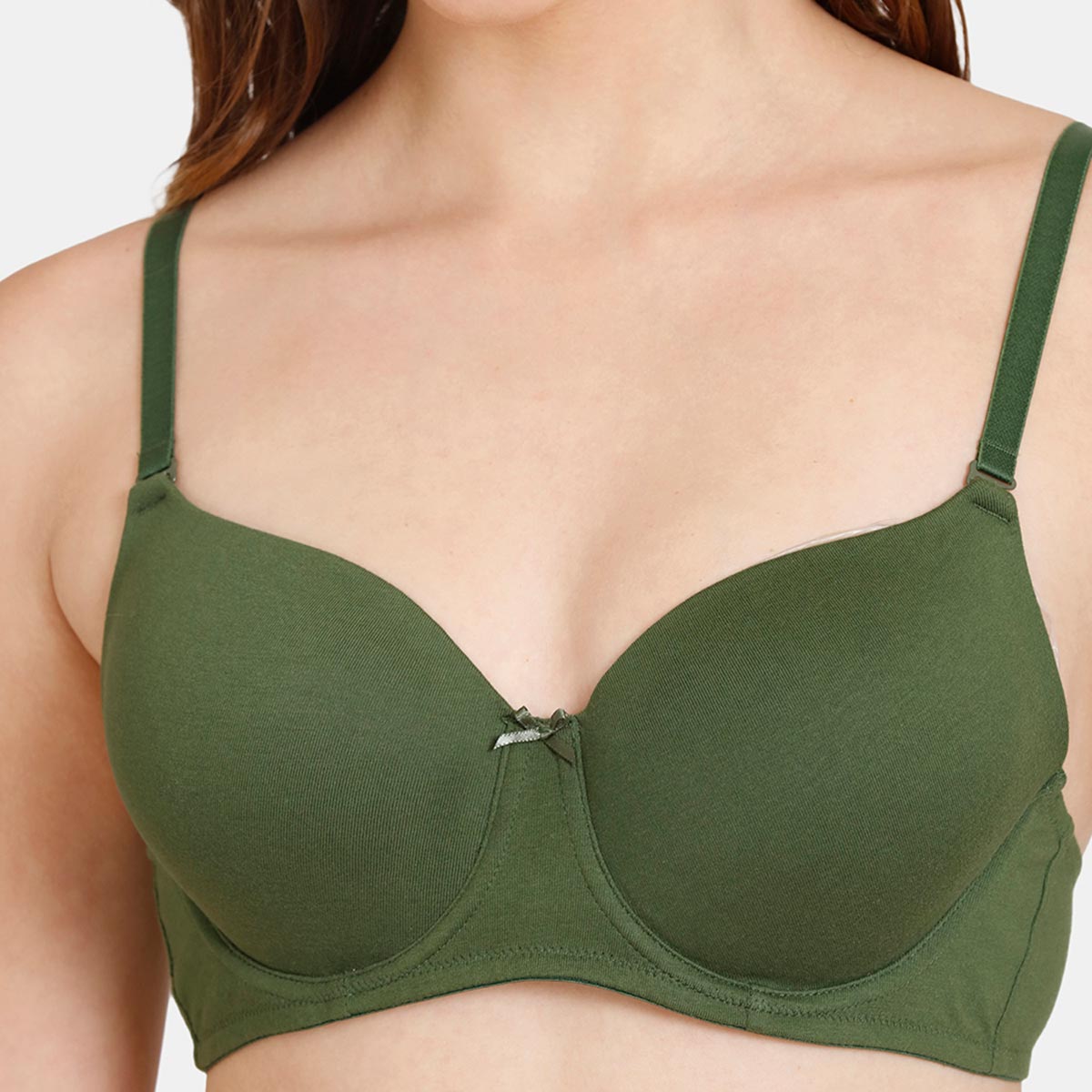 Buy Zivame Rosaline Padded Wired 34th Coverage T Shirt Bra Black Forest Green Green Online 