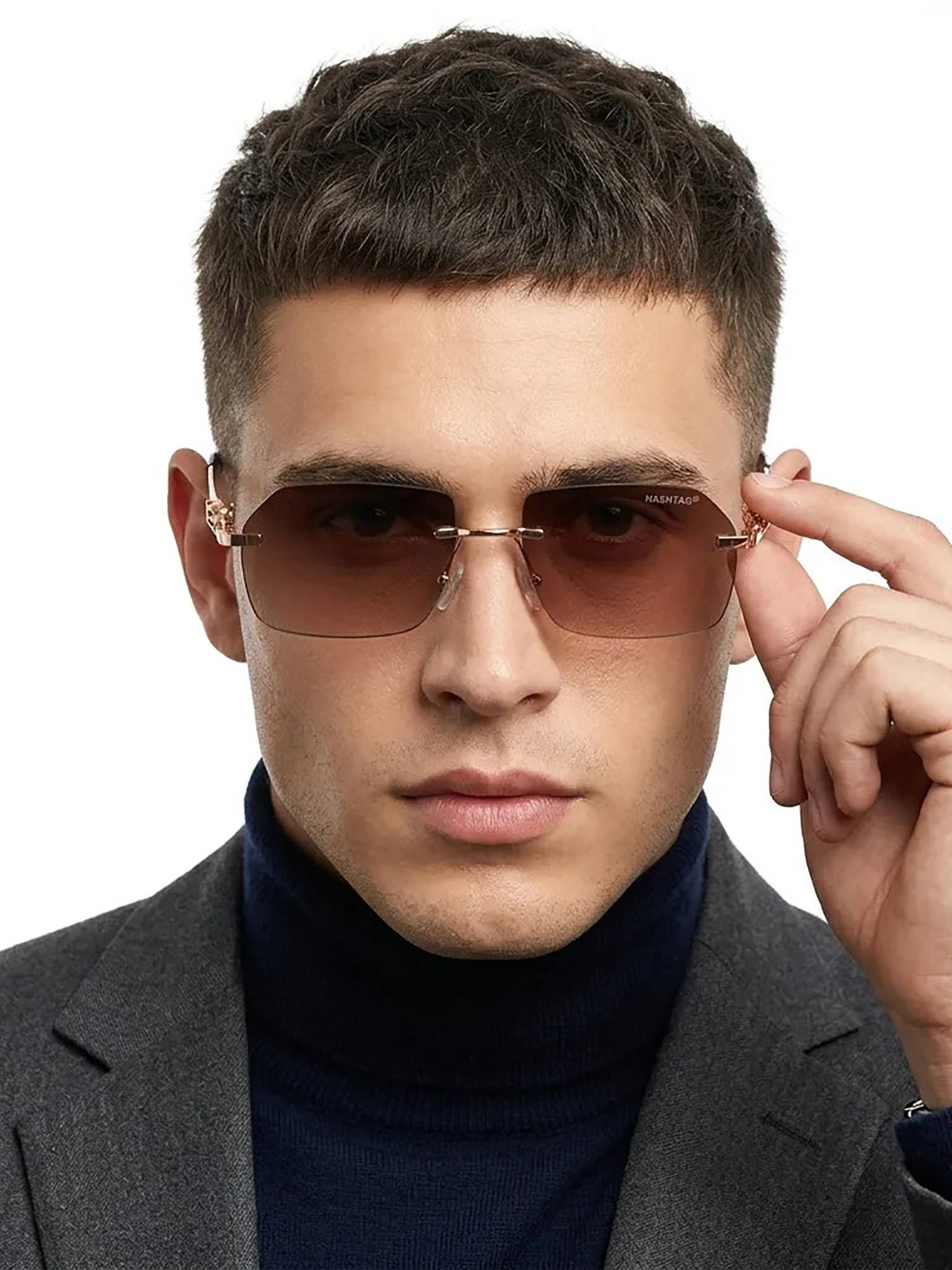 HASHTAG EYEWEAR Unisex Panthera Uv Protection Rimless Brown Lens Sunglasses