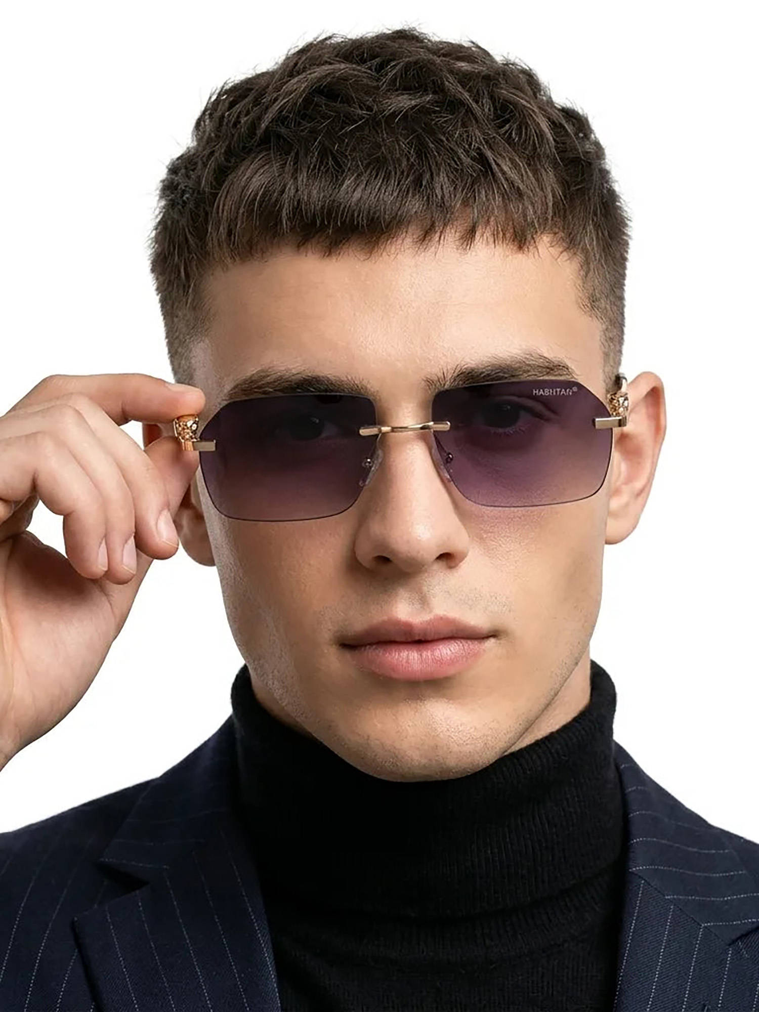HASHTAG EYEWEAR Unisex Panthera Uv Protection Rimless Purple Lens Sunglasses