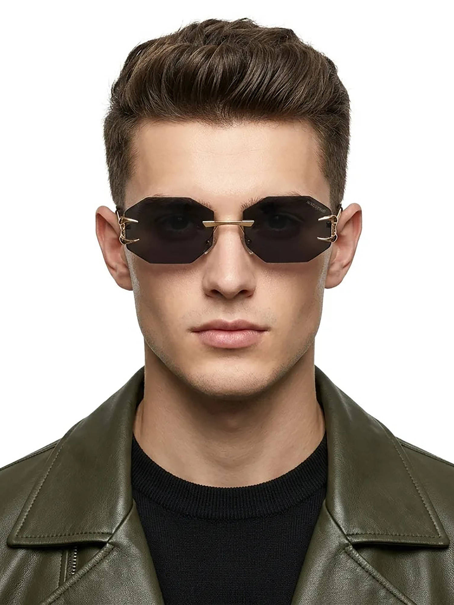 HASHTAG EYEWEAR Unisex Talon Uv Protection Rimless Black Lens Sunglasses