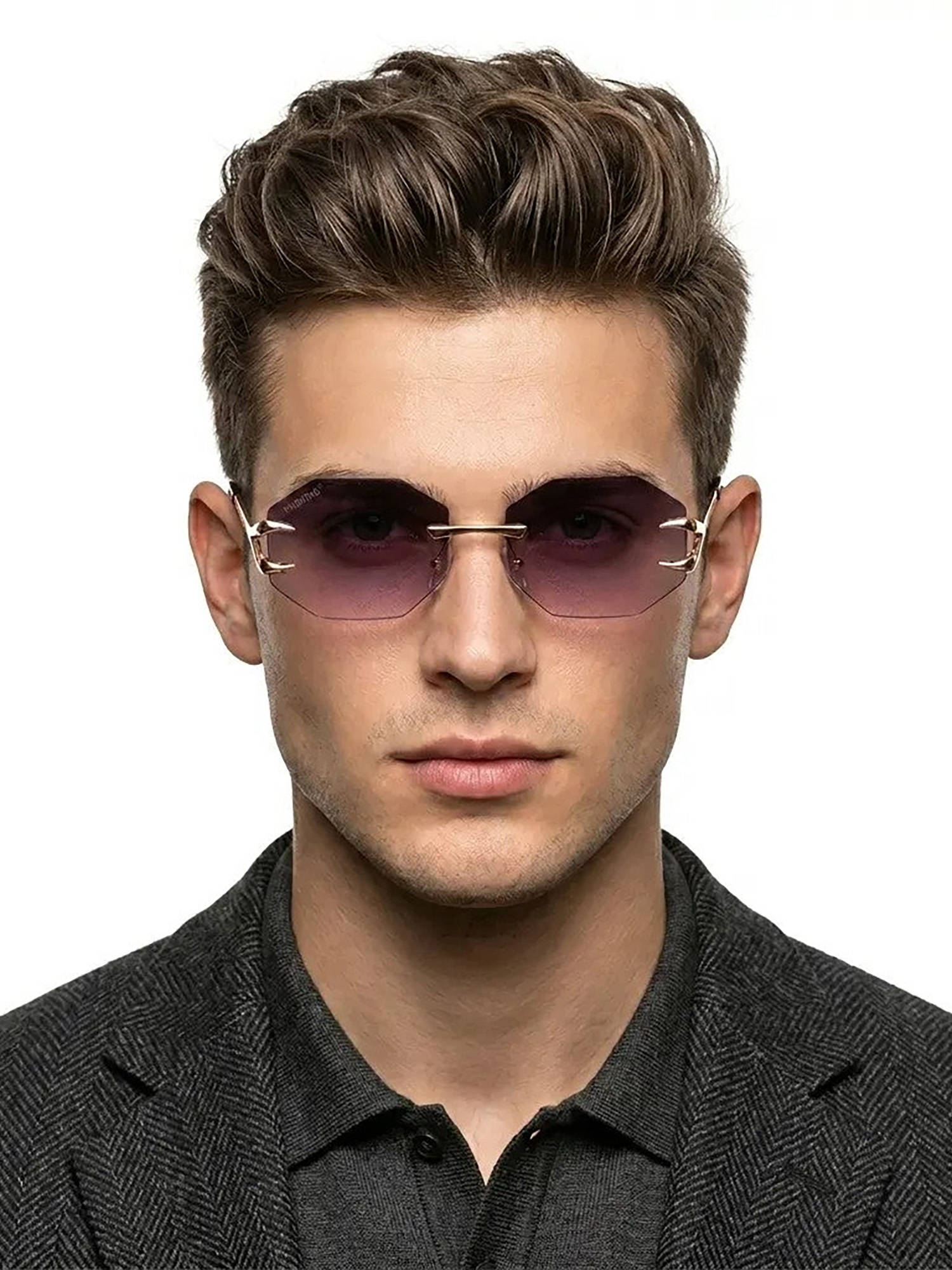 HASHTAG EYEWEAR Unisex Talon Uv Protection Rimless Purple Lens Sunglasses