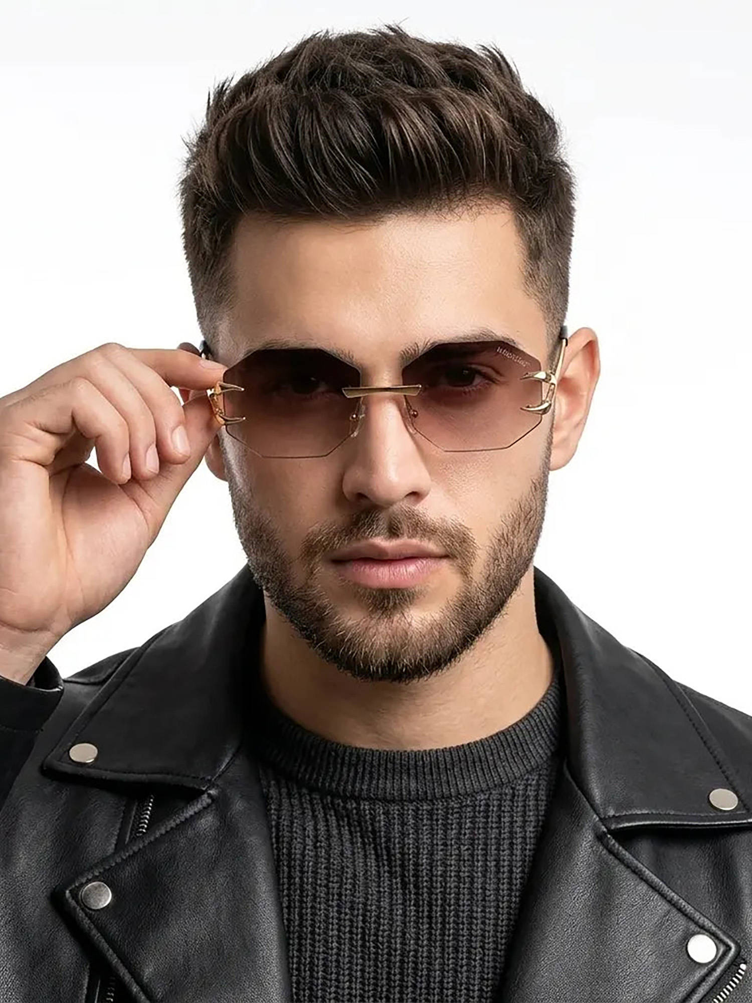 HASHTAG EYEWEAR Unisex Talon Uv Protection Rimless Brown Lens Sunglasses