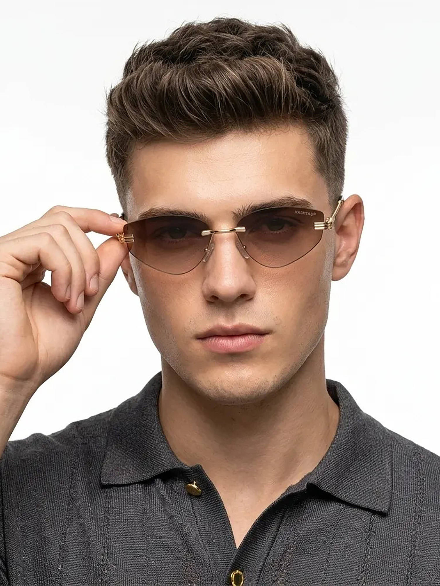 HASHTAG EYEWEAR Unisex Glimmer Uv Protection Rimless Brown Lens Sunglasses