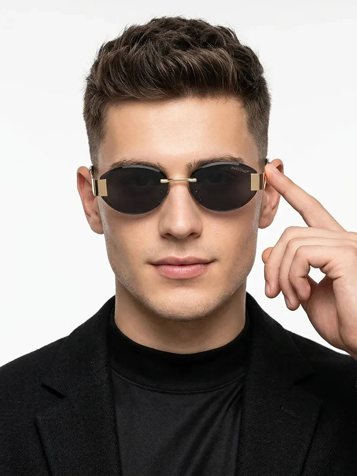 HASHTAG EYEWEAR Unisex Midnight Uv Protection Rimless Black Lens Sunglasses