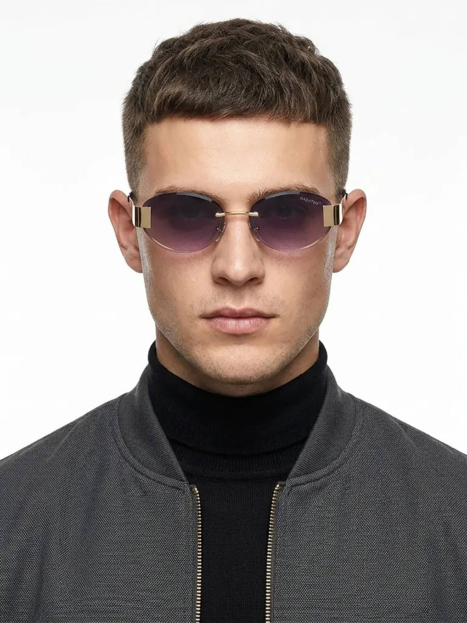 HASHTAG EYEWEAR Unisex Midnight Uv Protection Rimless Purple Lens Sunglasses