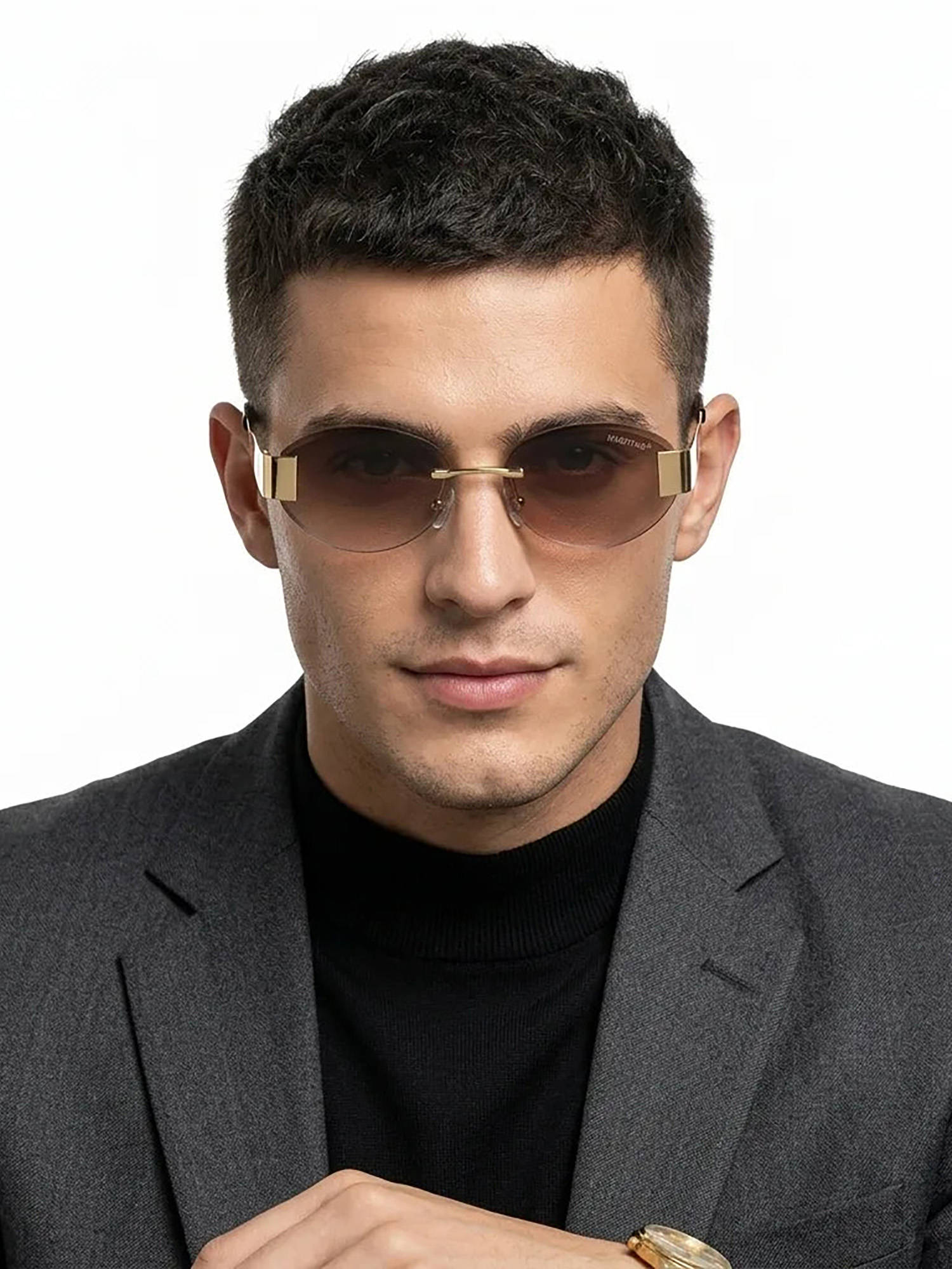 HASHTAG EYEWEAR Unisex Midnight Uv Protection Rimless Brown Lens Sunglasses