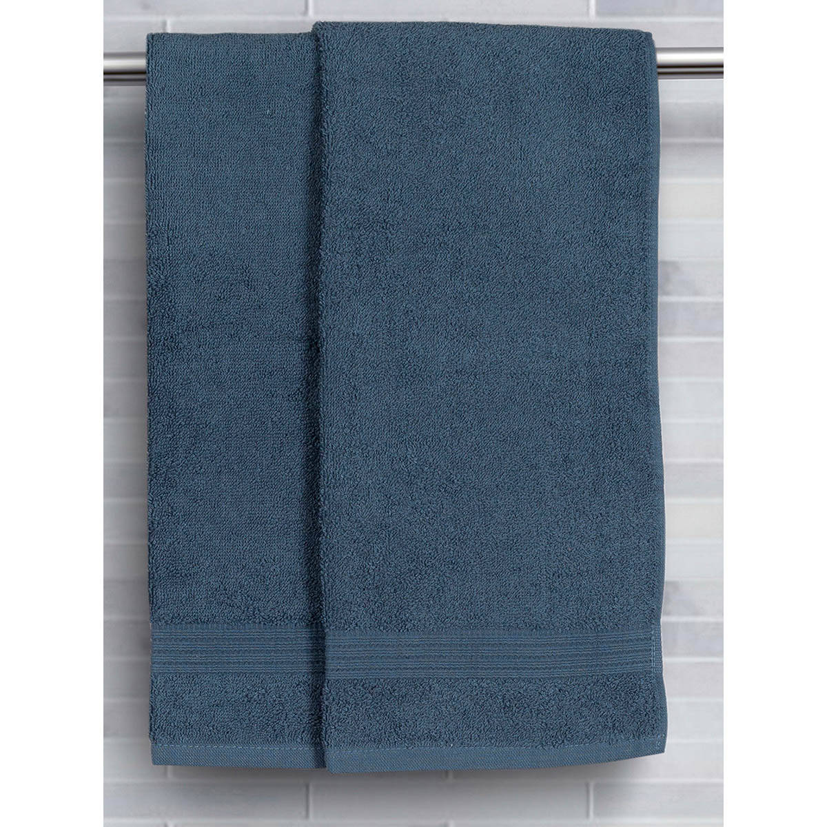 Maspar Cotton Solid Hand Towel Blue (Pack Of 2)