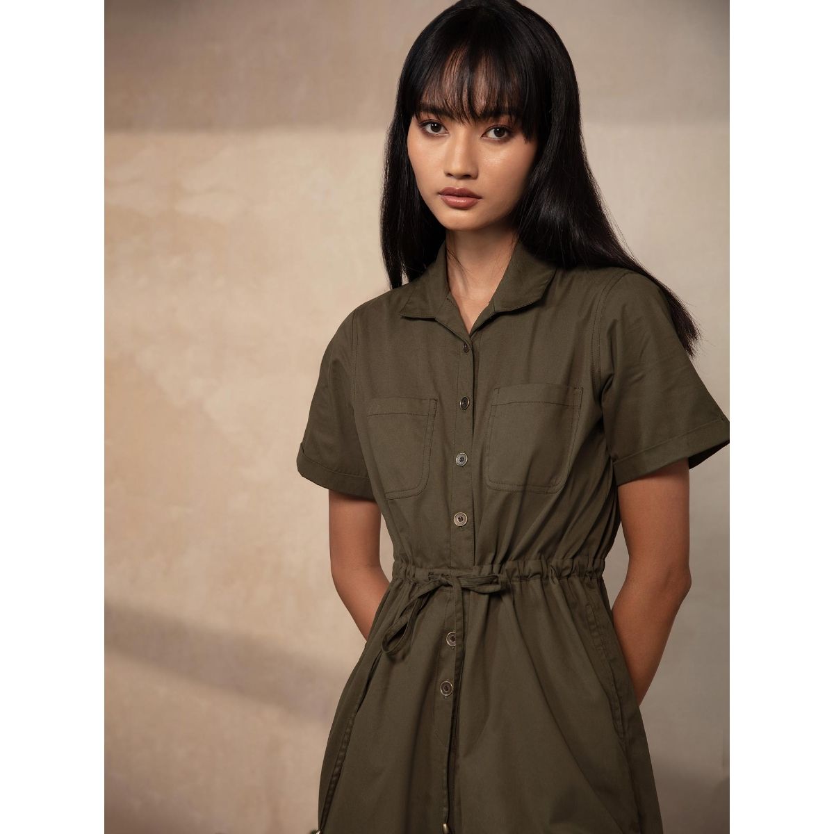 Buy Twenty Dresses by Nykaa Fashion Military Green Solid Collar